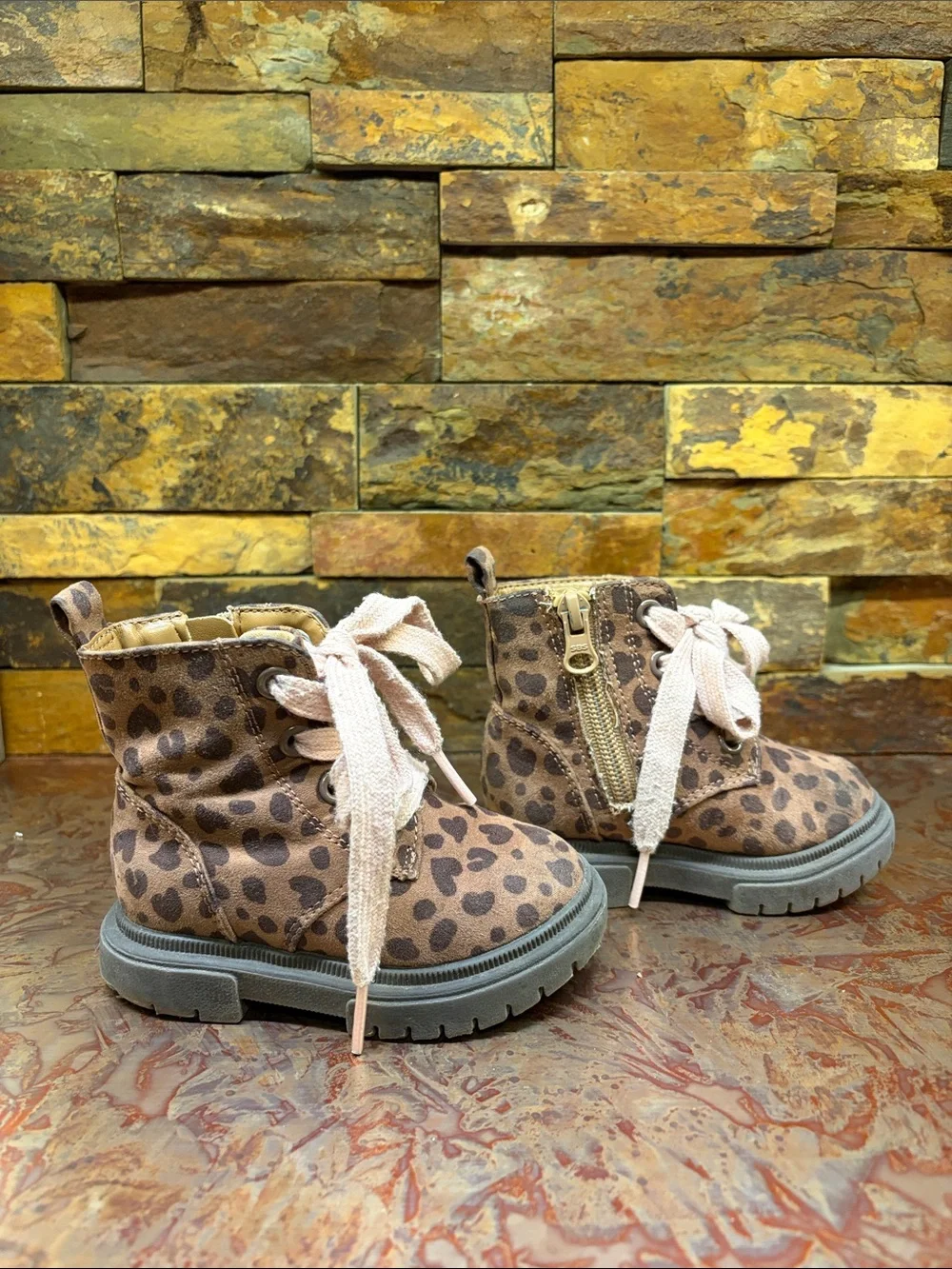 Kids Leopard Print Ankle Boots in Brown, Twin Girl
